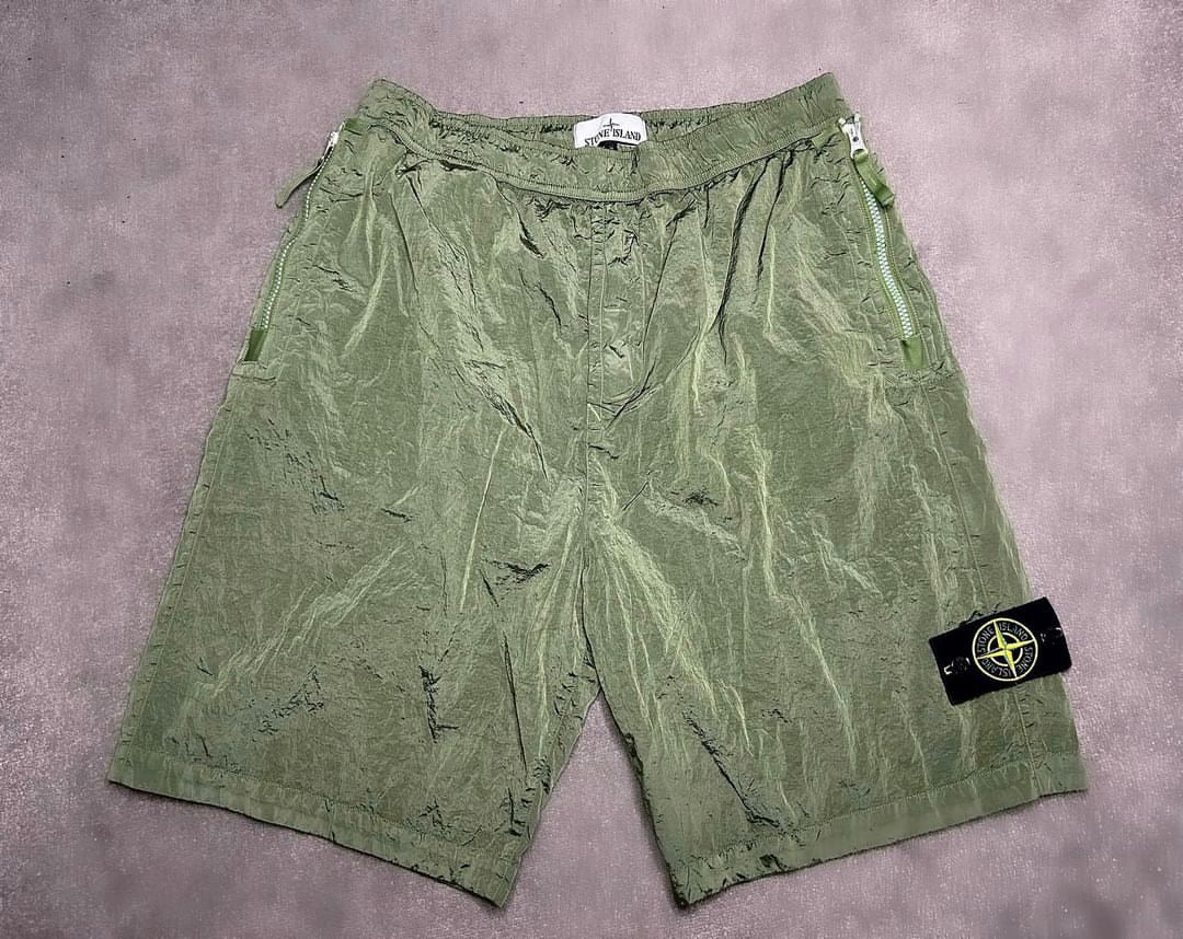 Stone Island Green Compass Shell Shorts