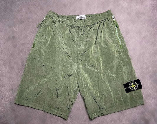 Stone Island Green Compass Shell Shorts