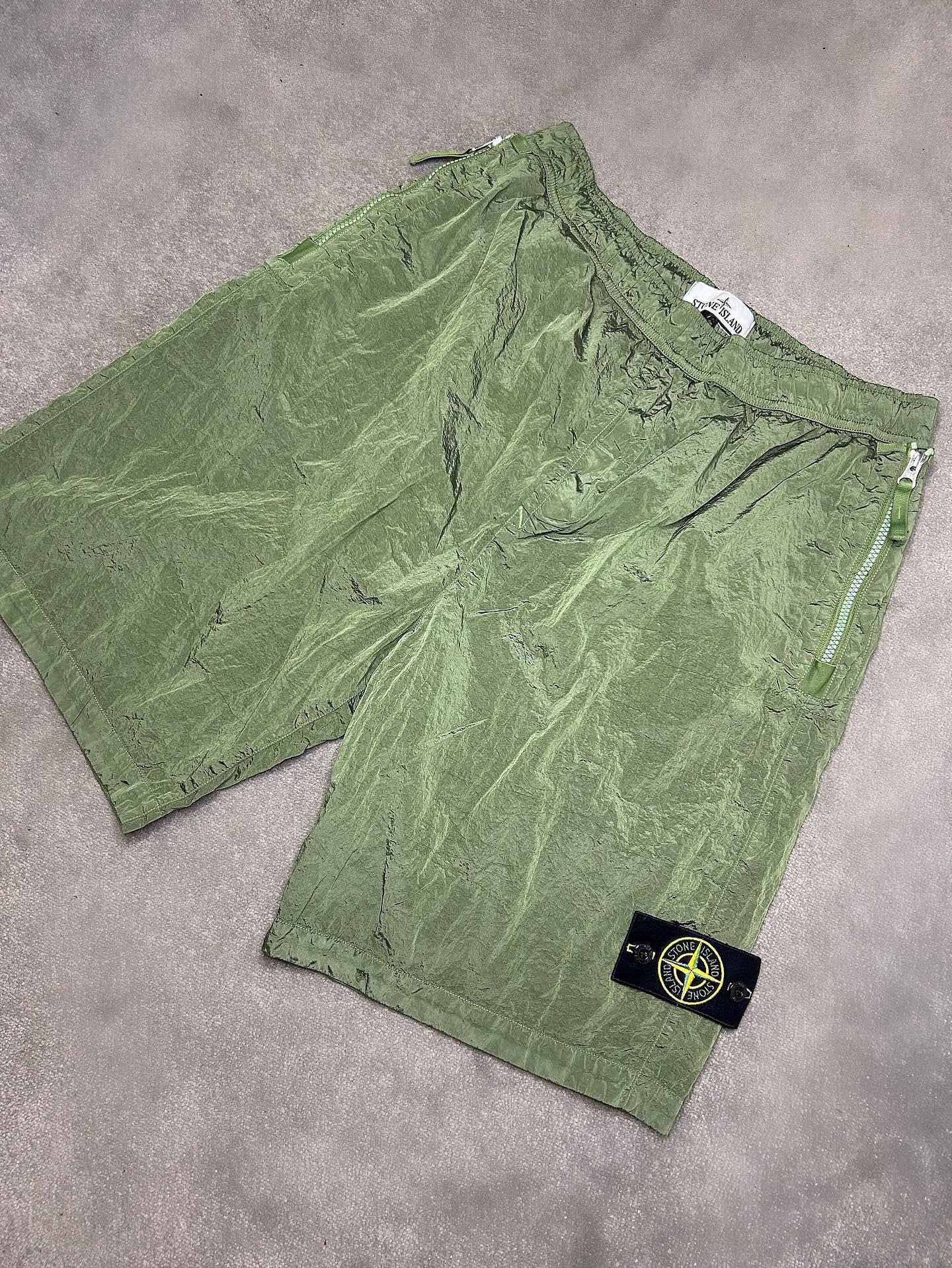 Stone Island Green Compass Shell Shorts