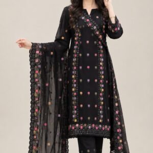 Black Floral Embroidered 3-Piece Suit